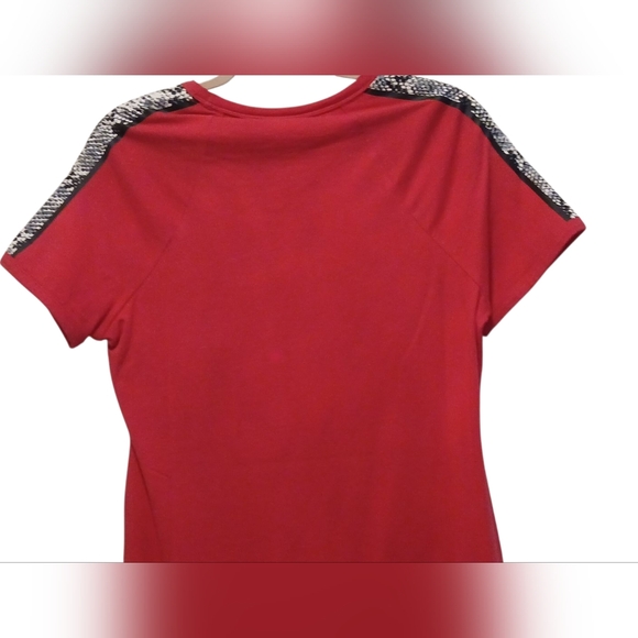 Calvin Klein -NWT Red Mini Dress W/Faux Snake Skin Embellishment On Short Sleeve - Picture 8 of 12